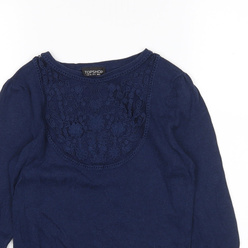 Womens UK Size 8 Topshop Blue Pullover Jumper