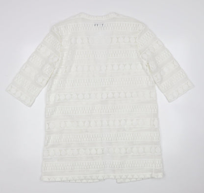 Andrew Yu Womens White   Cardigan Jumper Size M