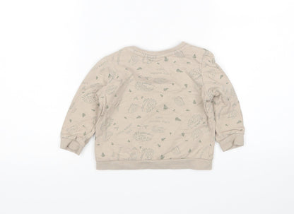 SoClose Boys Brown Animal Print  Pullover Jumper Size 9-12 Months