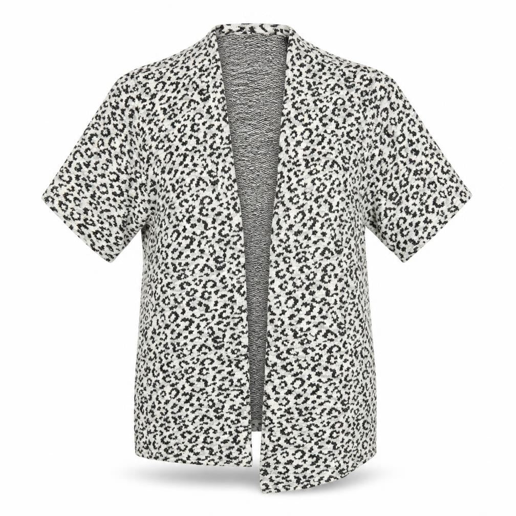 Front view of H&M women’s multicoloured animal print cardigan jumper, size S