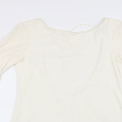 Zara Womens White   Fit & Flare    - Trumpet Sleeves Low back Neck Tie