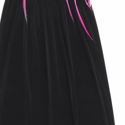 Preworn Womens Black Floral  Maxi    - Pink & Grey Flowers V Back