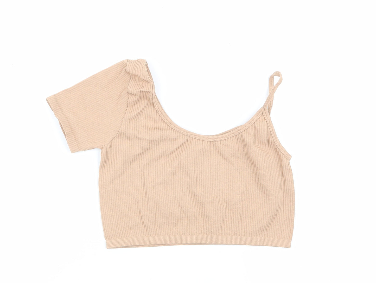 Womens UK Size 10 Zara Beige Basic T-Shirt