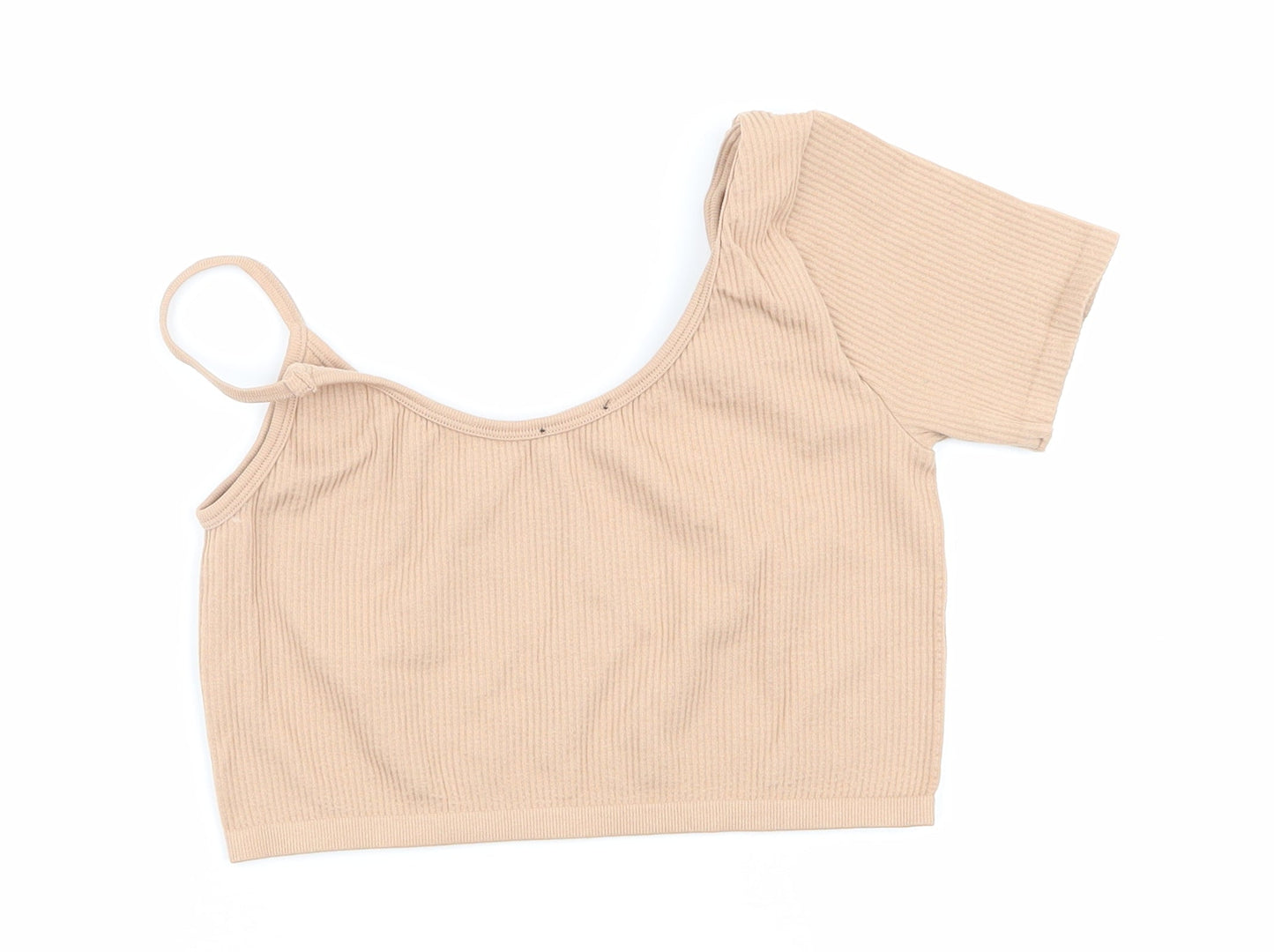 Womens UK Size 10 Zara Beige Basic T-Shirt