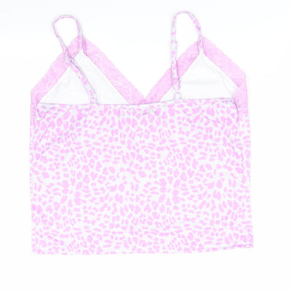 SheIn Womens Pink Animal Print  Cami Pyjama Top Size 10  - Lace Trim