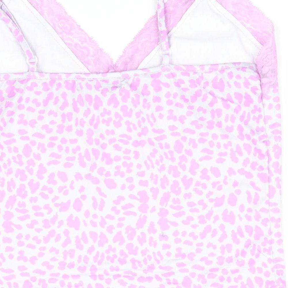 SheIn Womens Pink Animal Print  Cami Pyjama Top Size 10  - Lace Trim