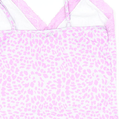 SheIn Womens Pink Animal Print  Cami Pyjama Top Size 10  - Lace Trim