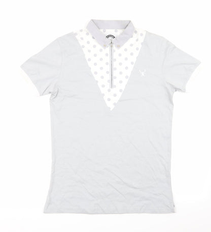 Intense Menswear  Mens Grey Polka Dot   Polo Size S  - Spider Logo