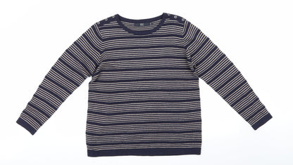 Isle Essentials Womens Blue Striped  Pullover Jumper Size 14  - Blue & Beige Stripes