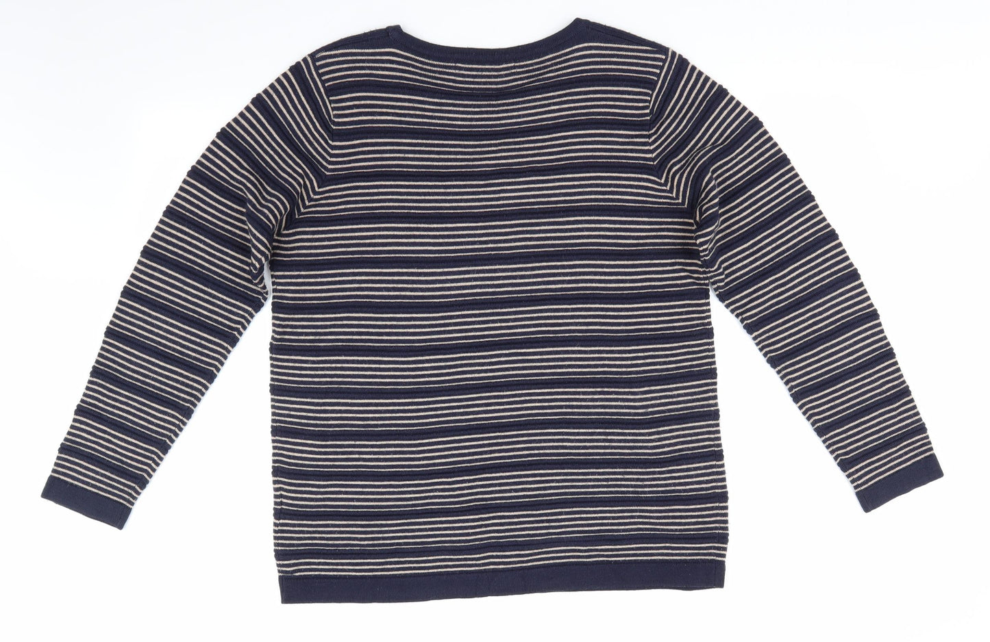 Isle Essentials Womens Blue Striped  Pullover Jumper Size 14  - Blue & Beige Stripes