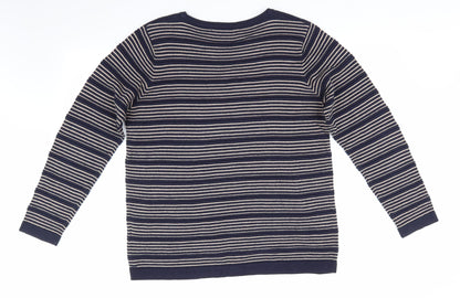 Isle Essentials Womens Blue Striped  Pullover Jumper Size 14  - Blue & Beige Stripes