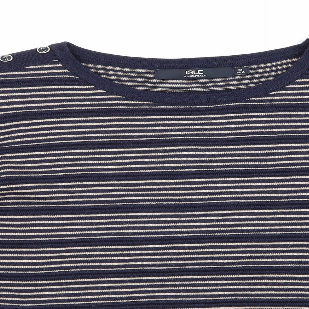 Isle Essentials Womens Blue Striped  Pullover Jumper Size 14  - Blue & Beige Stripes