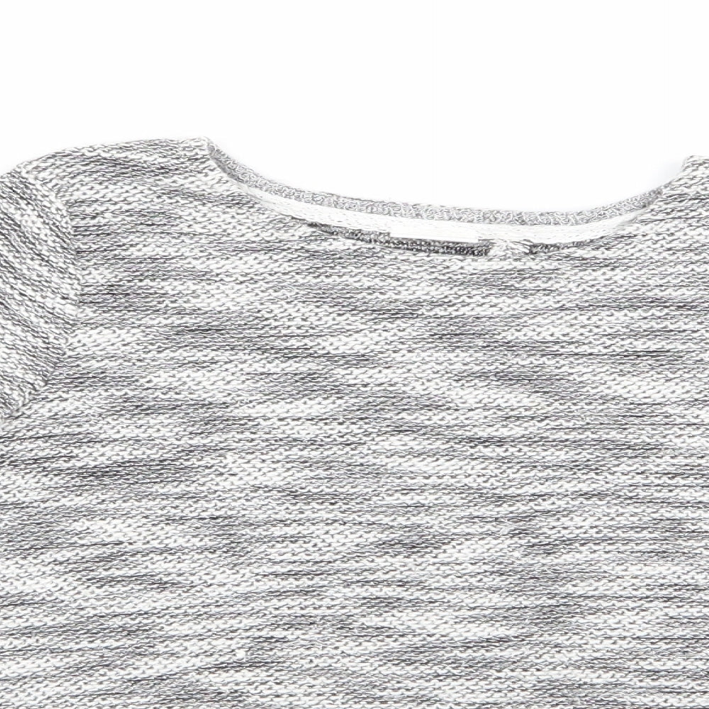 Florence and Fred Girls Grey   Pullover Jumper Size 9-10 Years  - Subtle shimmer effect, Grey Black White Mix Fabric Insert to back