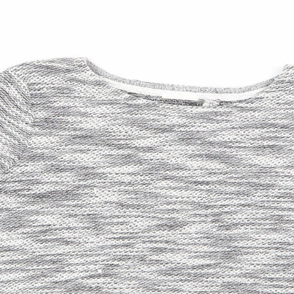 Florence and Fred Girls Grey   Pullover Jumper Size 9-10 Years  - Subtle shimmer effect, Grey Black White Mix Fabric Insert to back