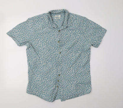F&F Womens Blue Floral  Basic Button-Up Size L