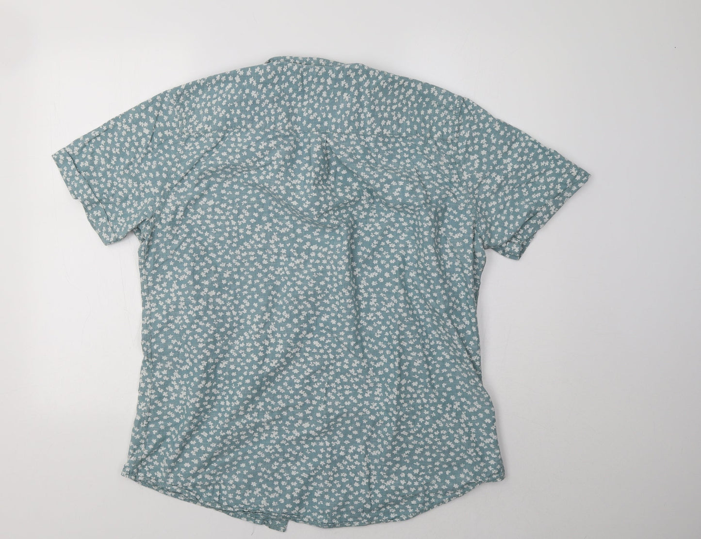 F&F Womens Blue Floral  Basic Button-Up Size L