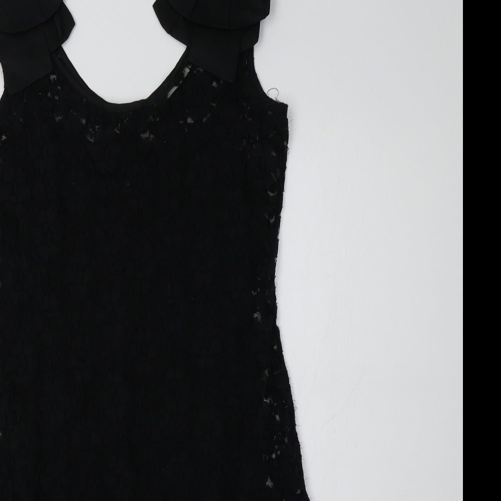 Oasis Womens Black Floral  A-Line  Size S  - Lace Overlay