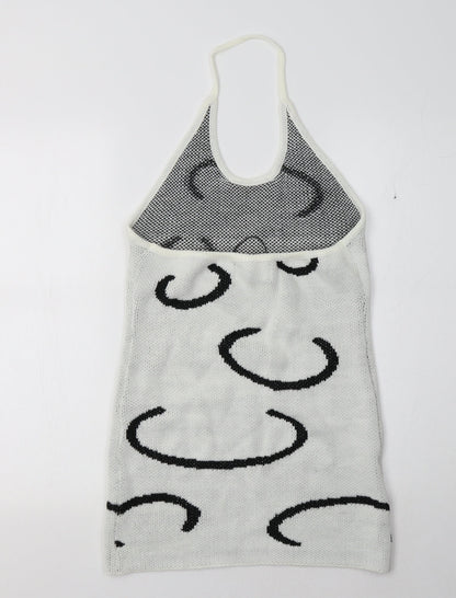 Cider Womens White Geometric  Tunic Jumper Size M