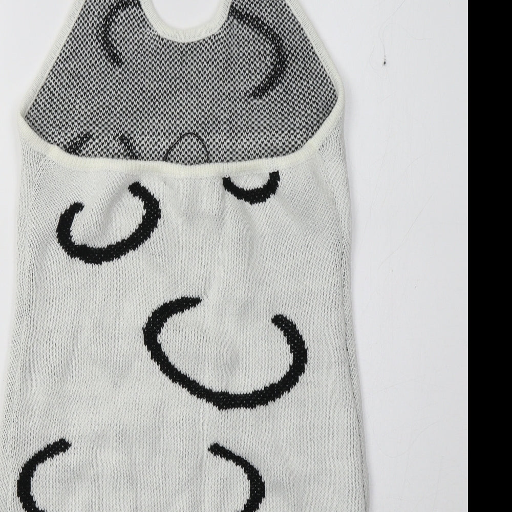 Cider Womens White Geometric  Tunic Jumper Size M