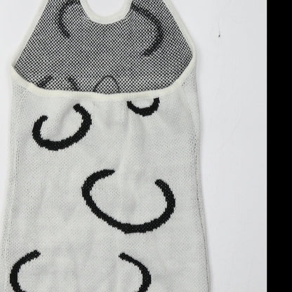 Cider Womens White Geometric  Tunic Jumper Size M