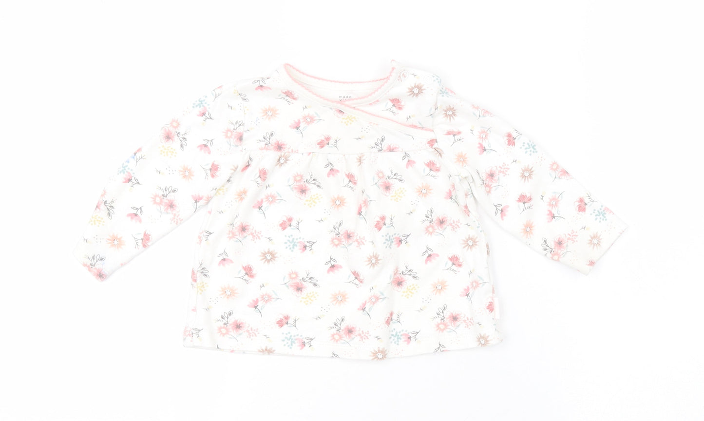 F&F Girls White Floral  Basic T-Shirt Size 6-9 Months