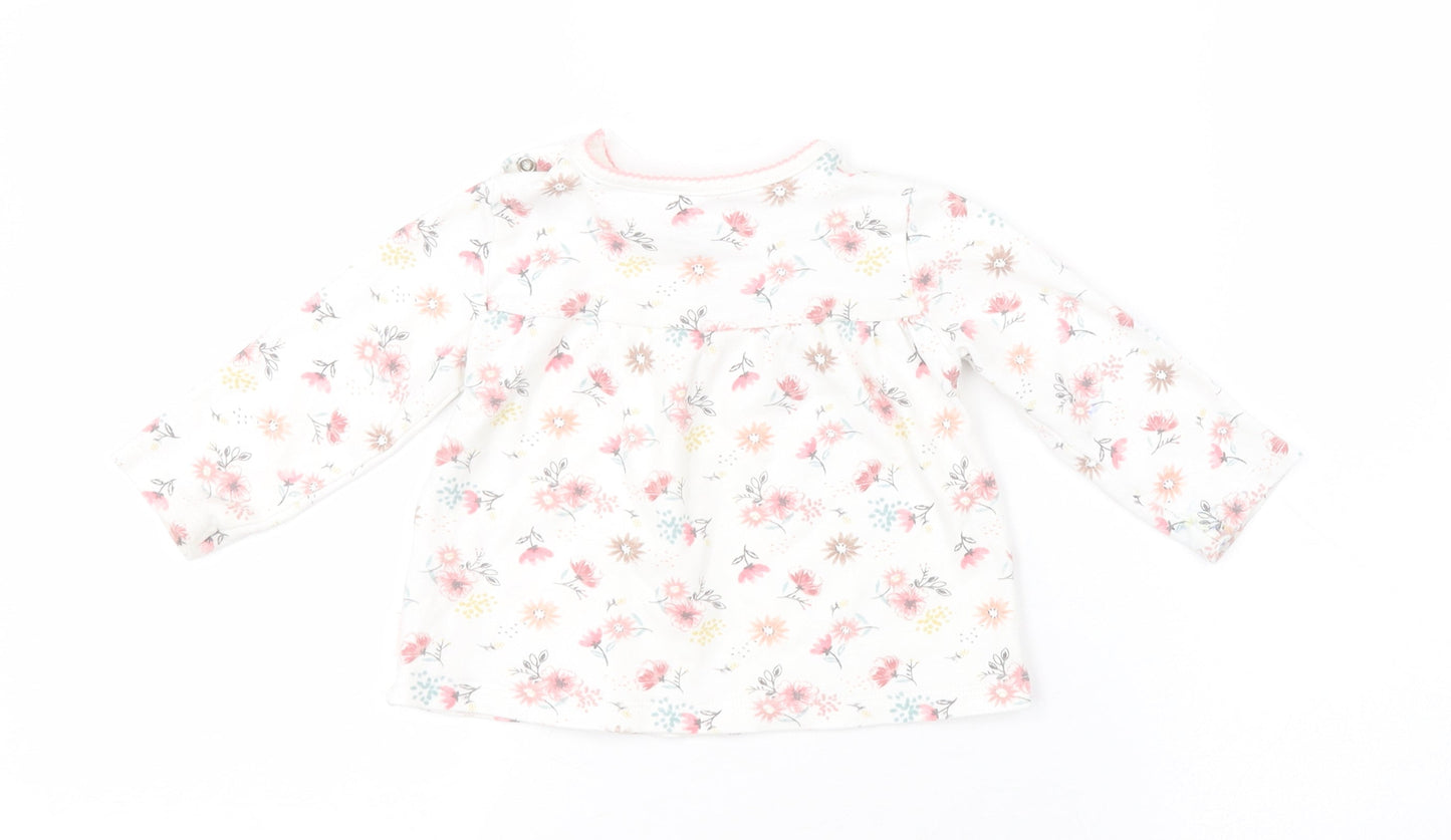 F&F Girls White Floral  Basic T-Shirt Size 6-9 Months