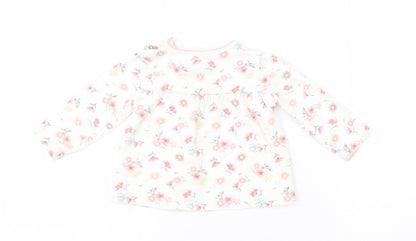 F&F Girls White Floral  Basic T-Shirt Size 6-9 Months