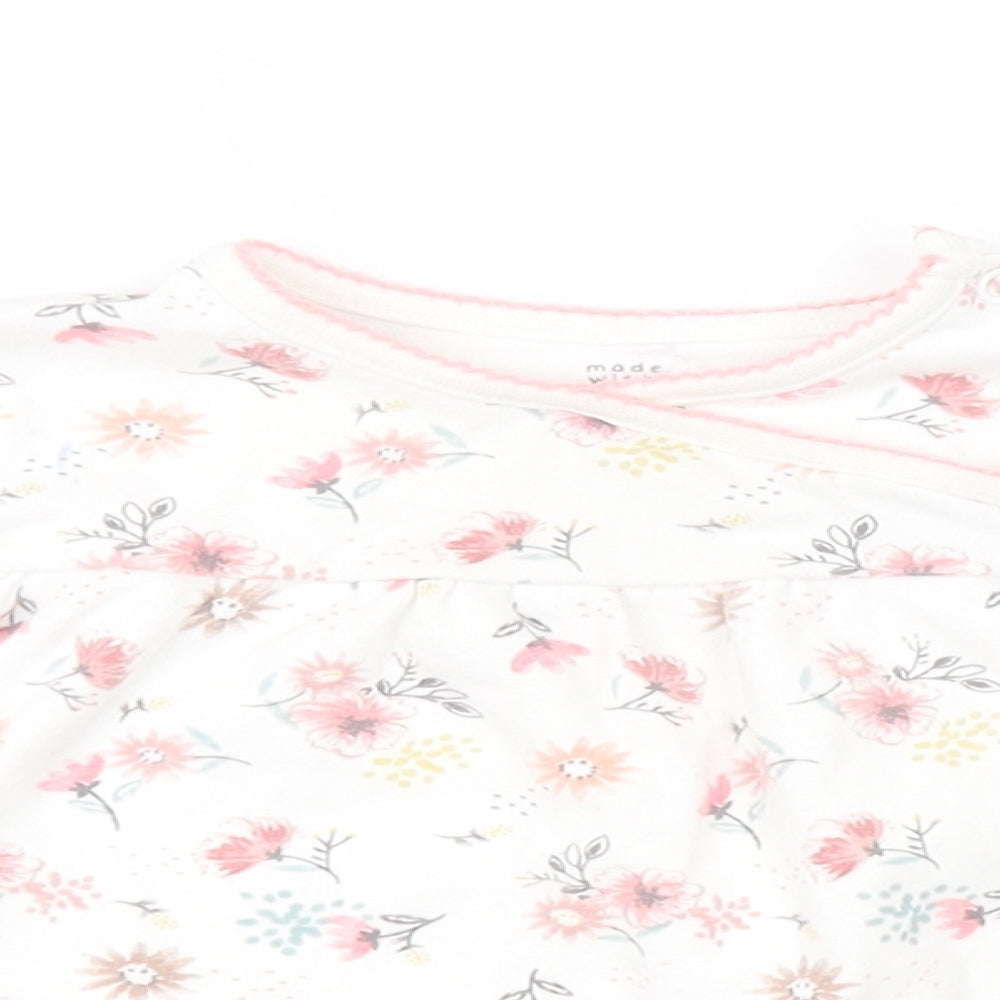 F&F Girls White Floral  Basic T-Shirt Size 6-9 Months
