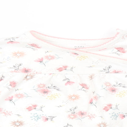 F&F Girls White Floral  Basic T-Shirt Size 6-9 Months