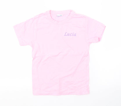 Preworn Girls Pink   Basic T-Shirt Size 5-6 Years