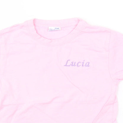 Preworn Girls Pink   Basic T-Shirt Size 5-6 Years