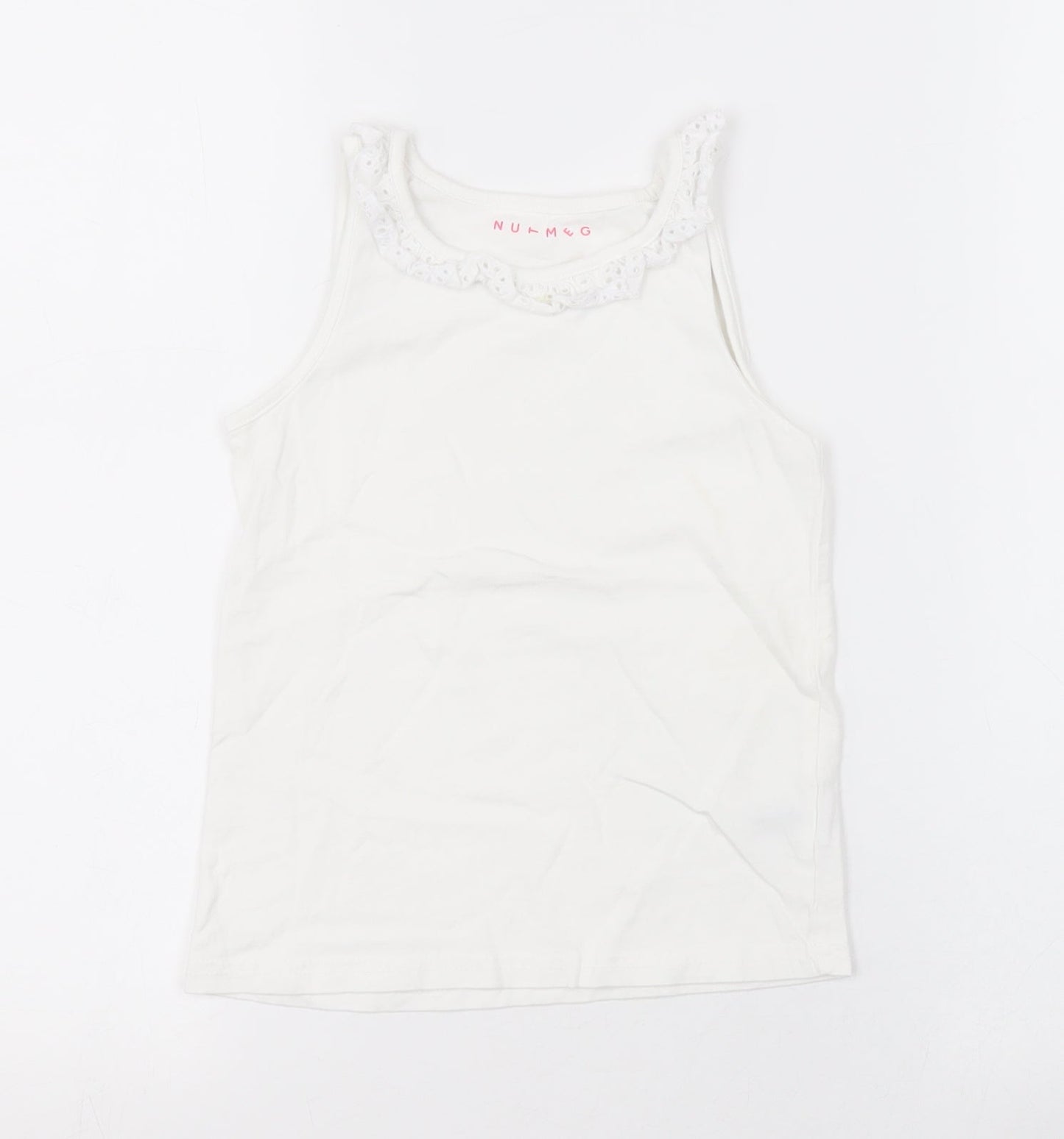 Nutmeg Girls White   Basic Tank Size 5-6 Years
