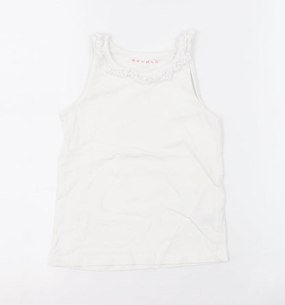 Nutmeg Girls White   Basic Tank Size 5-6 Years