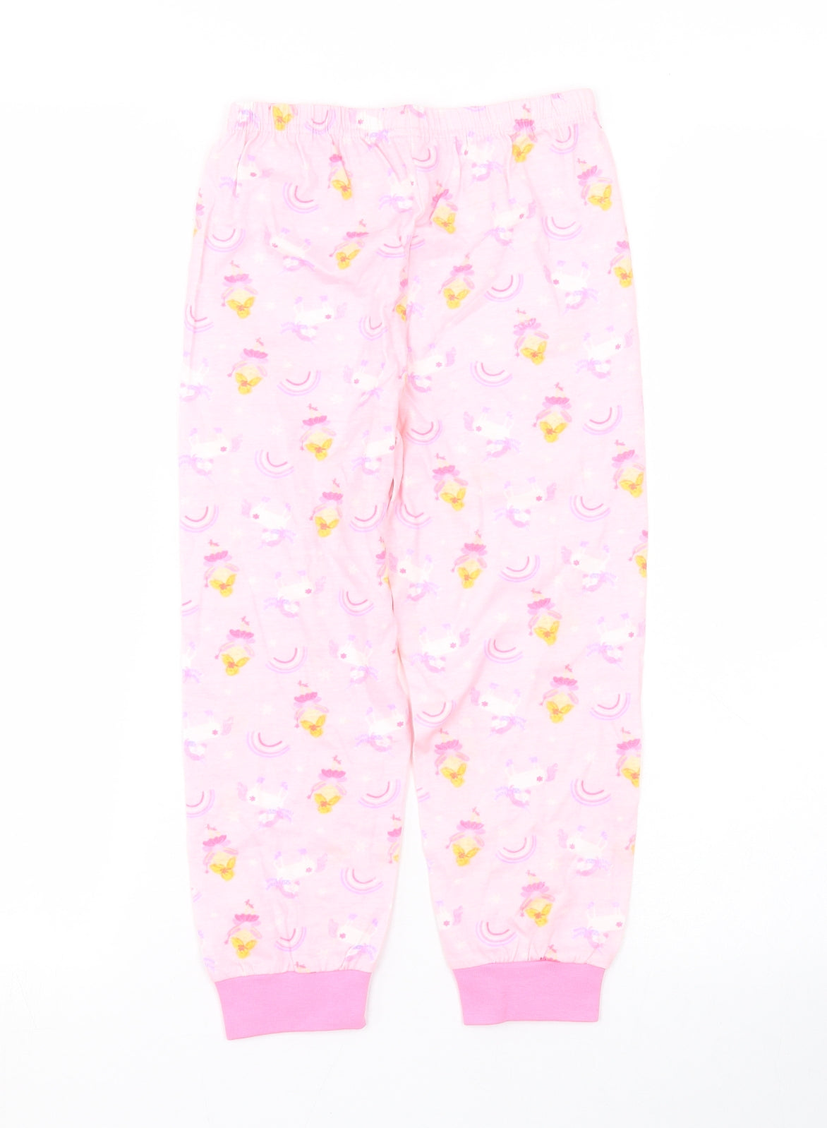Preworn Girls Pink Animal Print   Pyjama Set Size 5-6 Years  - UNICORN