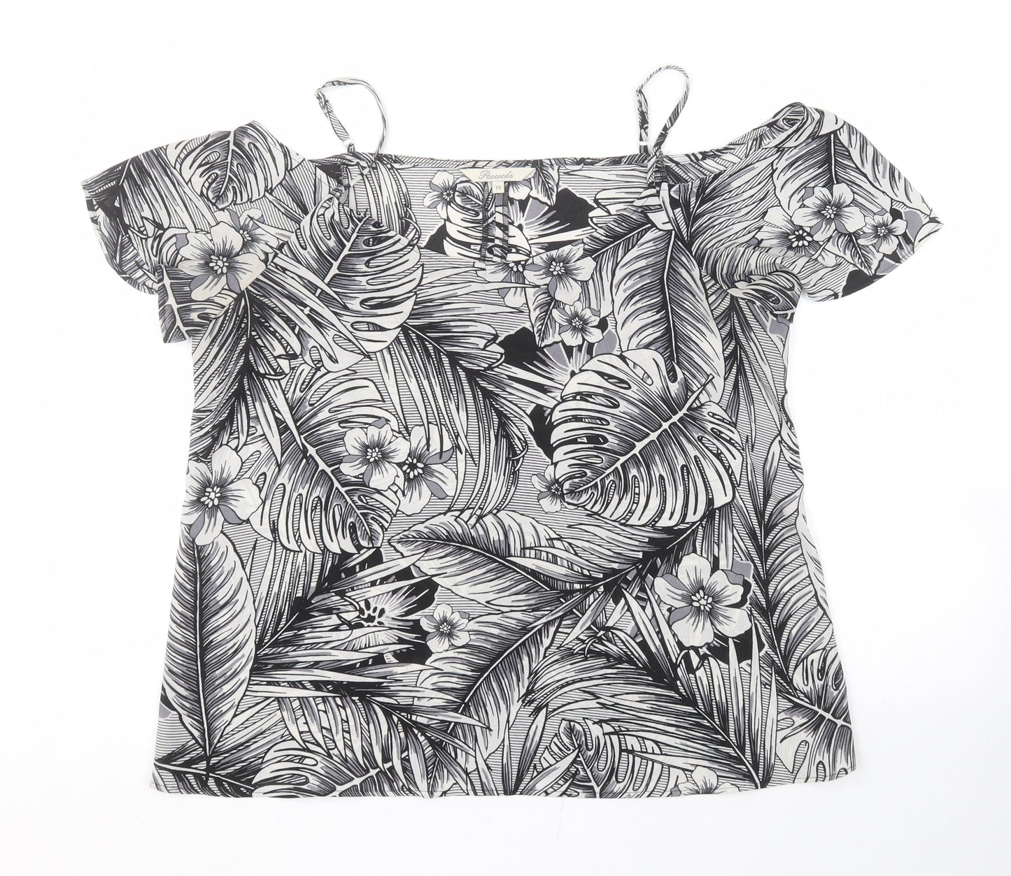 Womens UK Size 14 Peacocks Multicoloured Basic Blouse