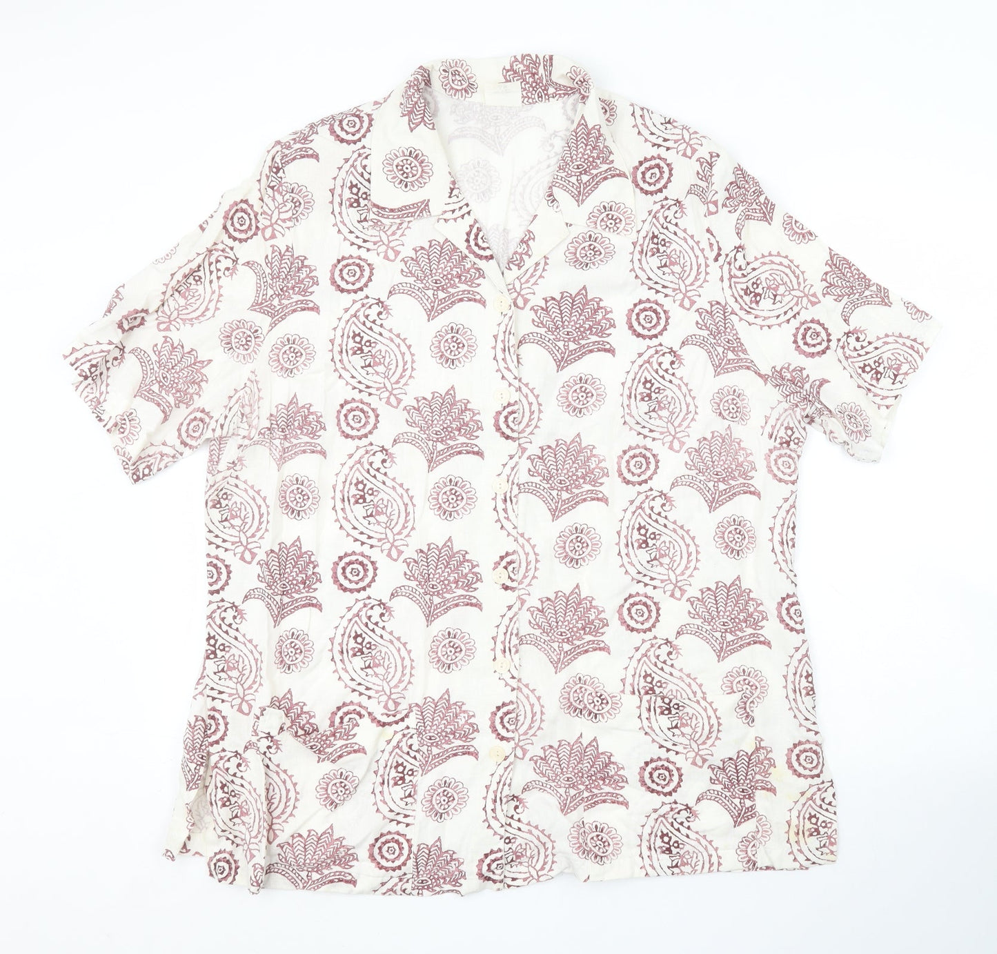 Mens UK Size  Preworn White  Button-Up Short Sleeve Casual Shirt