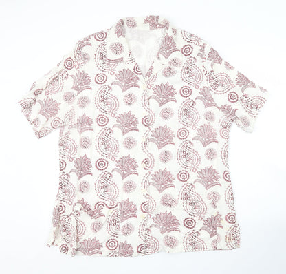 Mens UK Size  Preworn White  Button-Up Short Sleeve Casual Shirt