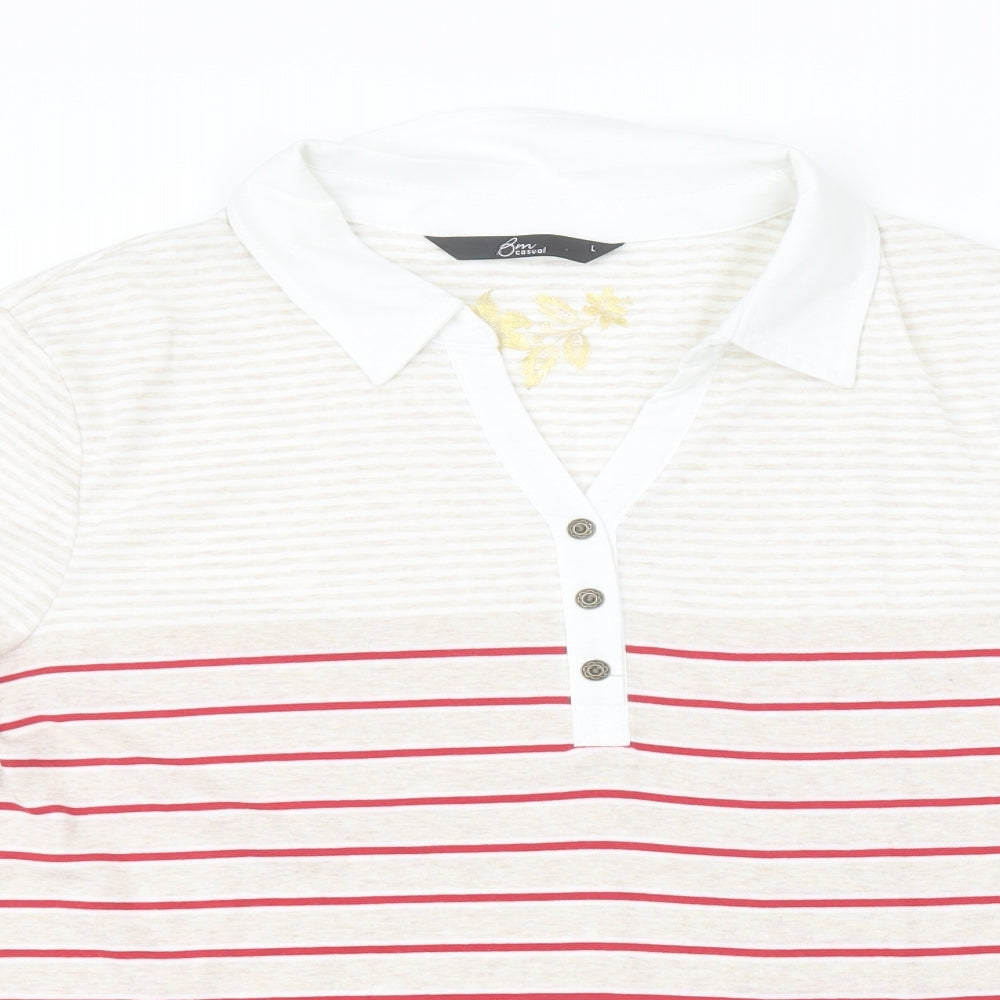 BM Mens Multicoloured Striped   Polo Size L