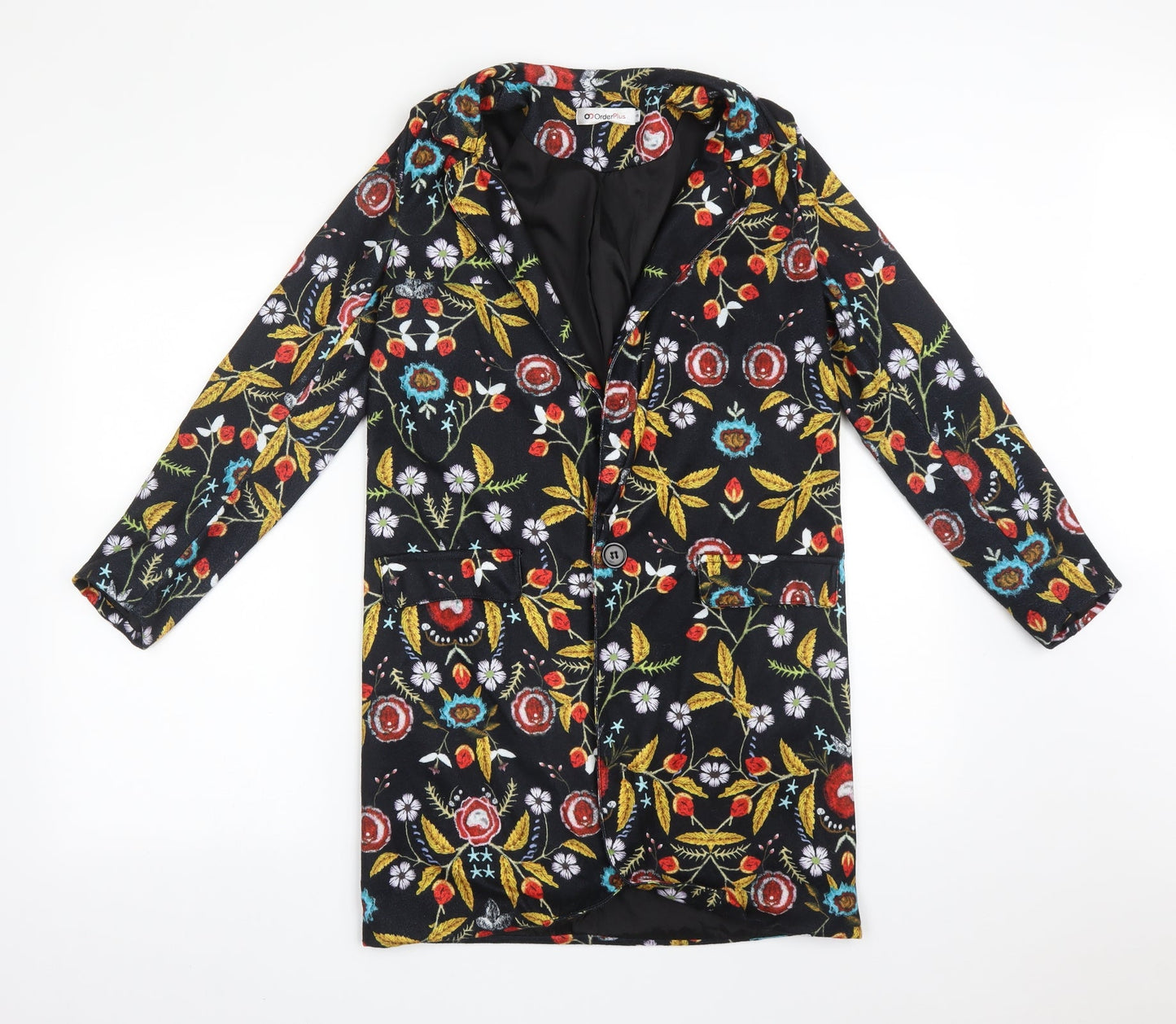 ORDER PLUS Womens Multicoloured Floral  Trench Coat Coat Size S