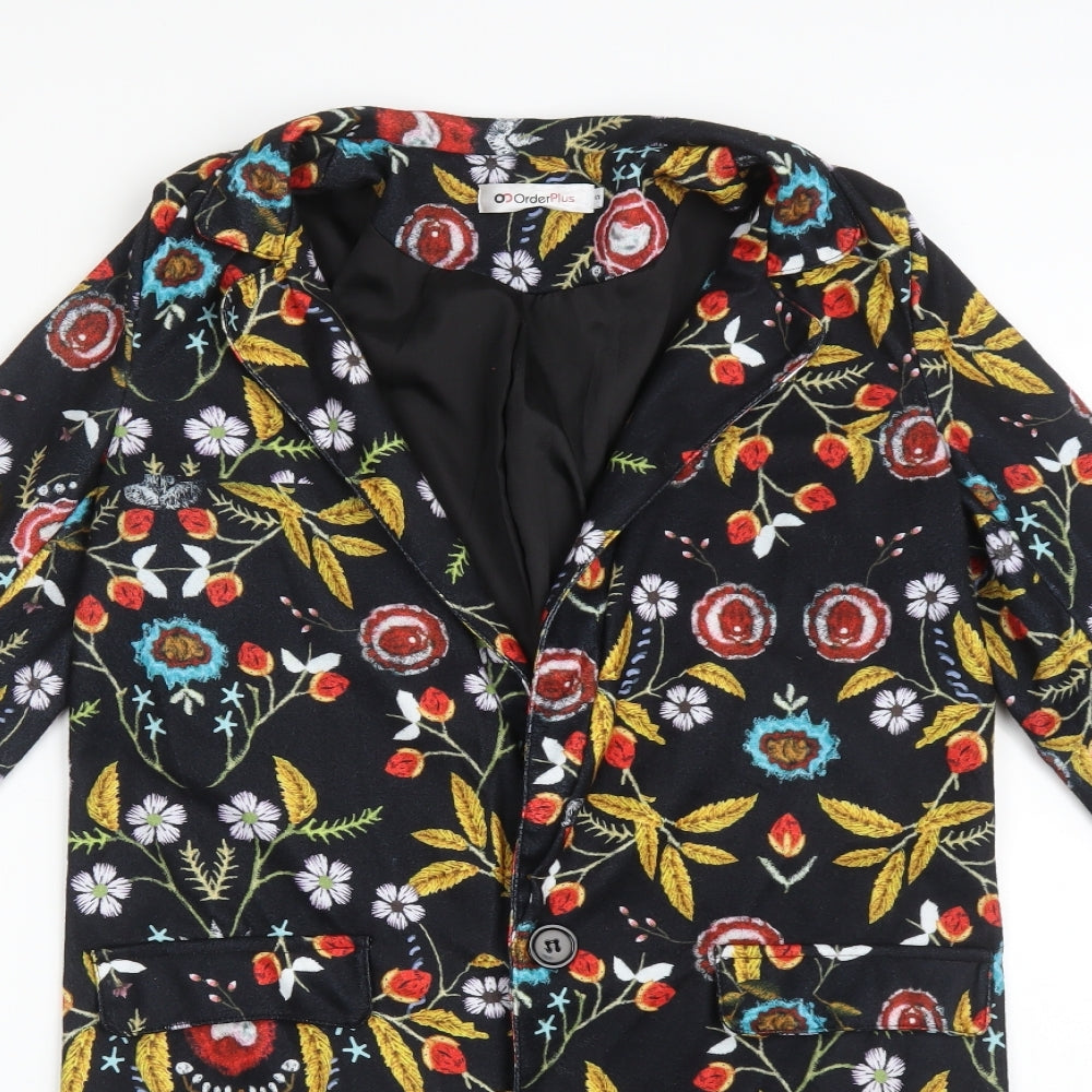 ORDER PLUS Womens Multicoloured Floral  Trench Coat Coat Size S