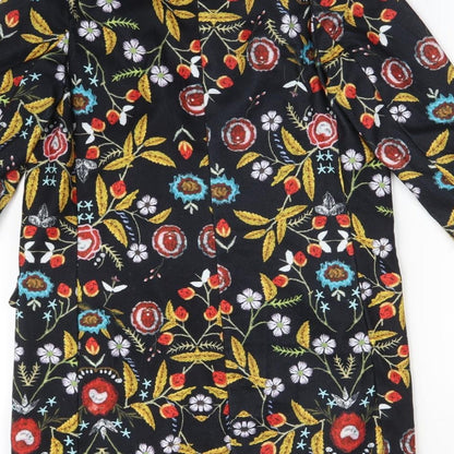 ORDER PLUS Womens Multicoloured Floral  Trench Coat Coat Size S