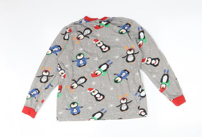 Mens Pyjamas Mens Grey Animal Print   Pyjama Top Size S  - PENGUINS CHRISTMAS