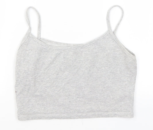 Womens UK Size S Preworn Grey Cropped T-Shirt