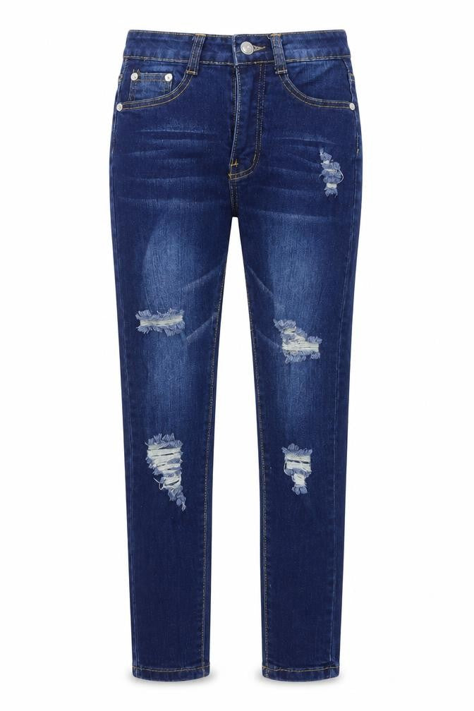 Front view of Denim Wise women’s blue skinny jeans, size UK 4, 24-inch leg