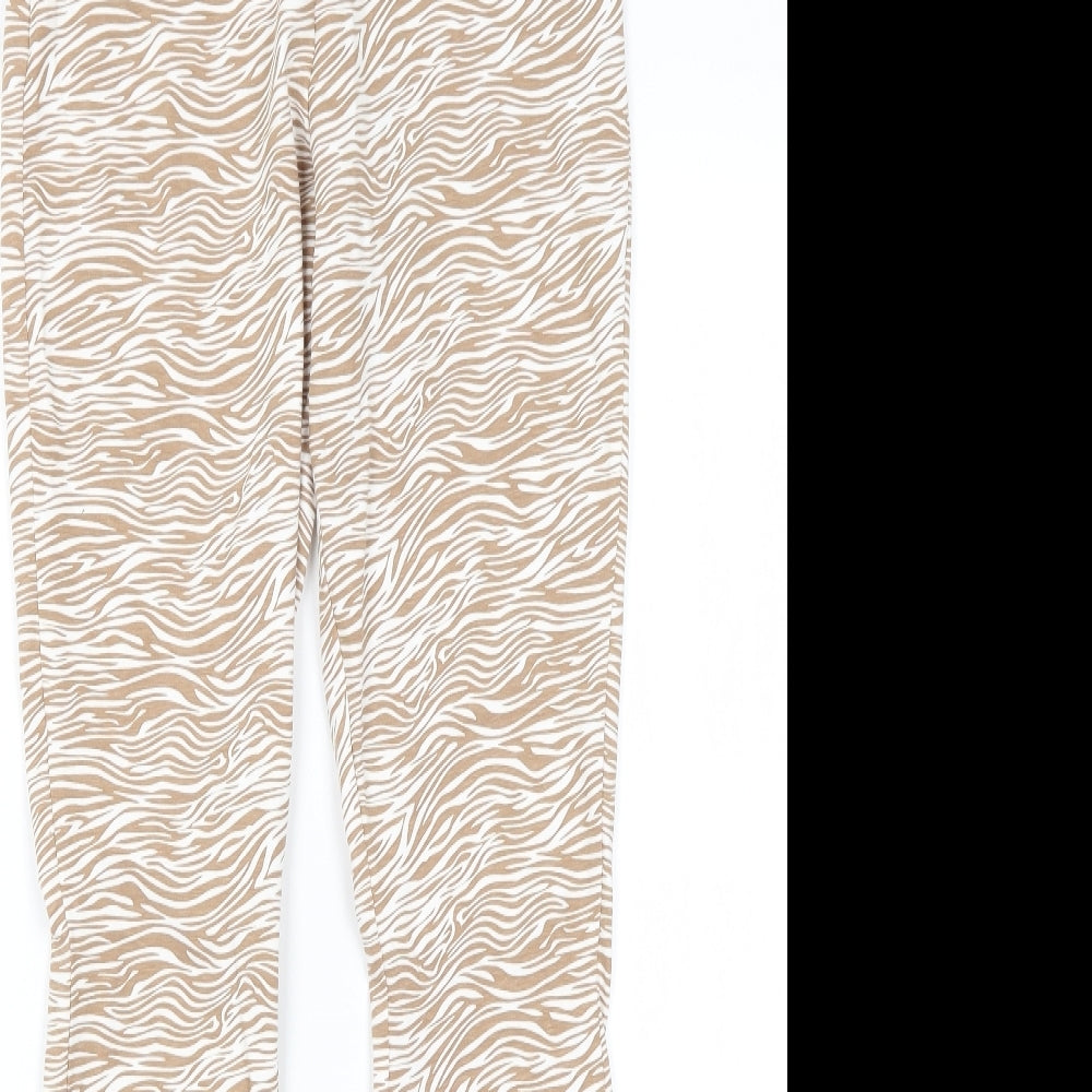 Primark Womens White Animal Print  Trousers  Size S L30 in