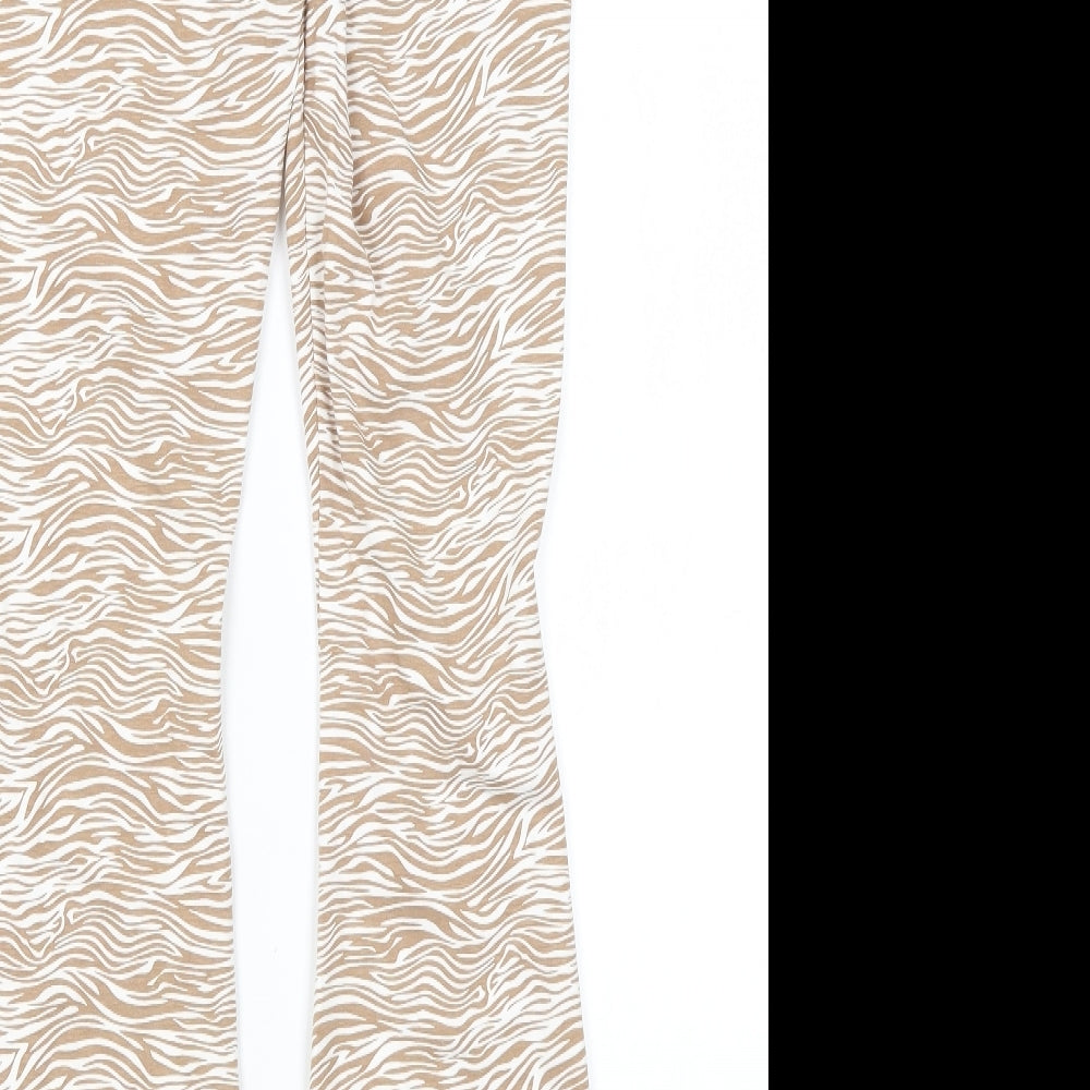 Primark Womens White Animal Print  Trousers  Size S L30 in