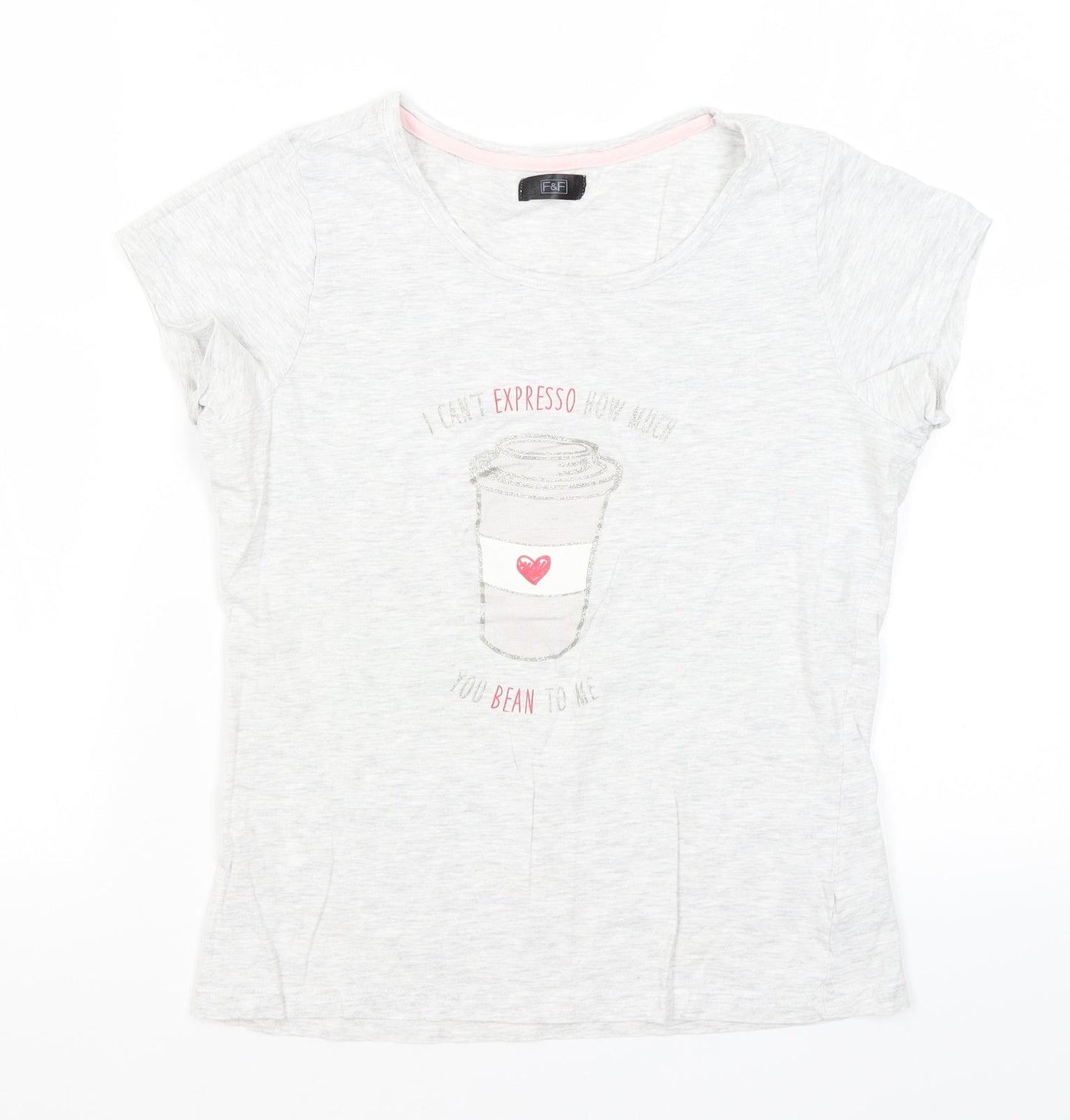 F&F Womens Grey   Basic T-Shirt Size 6  - Coffee
