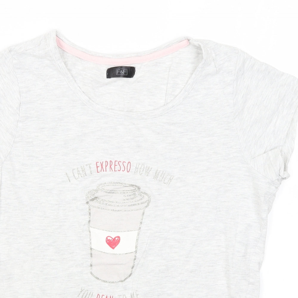 F&F Womens Grey   Basic T-Shirt Size 6  - Coffee