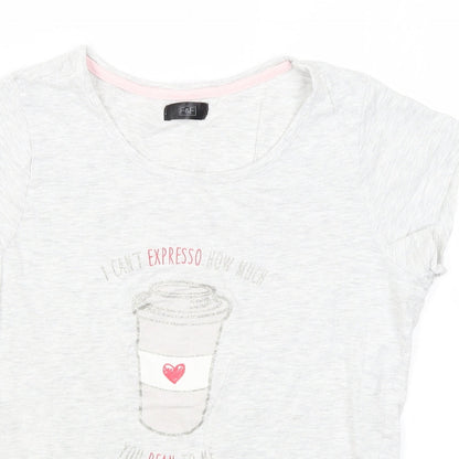 F&F Womens Grey   Basic T-Shirt Size 6  - Coffee
