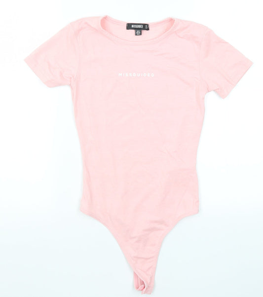 Missguided Womens Pink   Bodysuit One-Piece Size 4